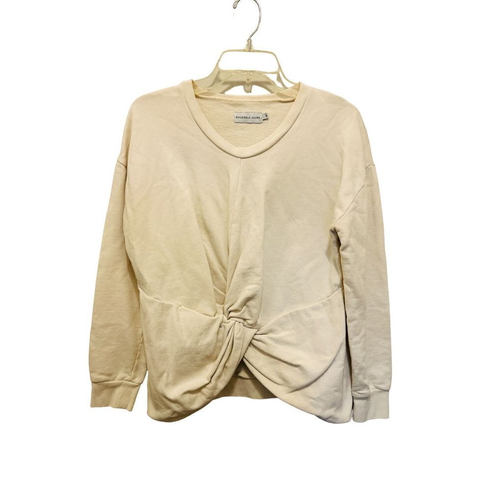 Women's Small Sincerely Jules White Sweatshirt Sweater Terry Cloth